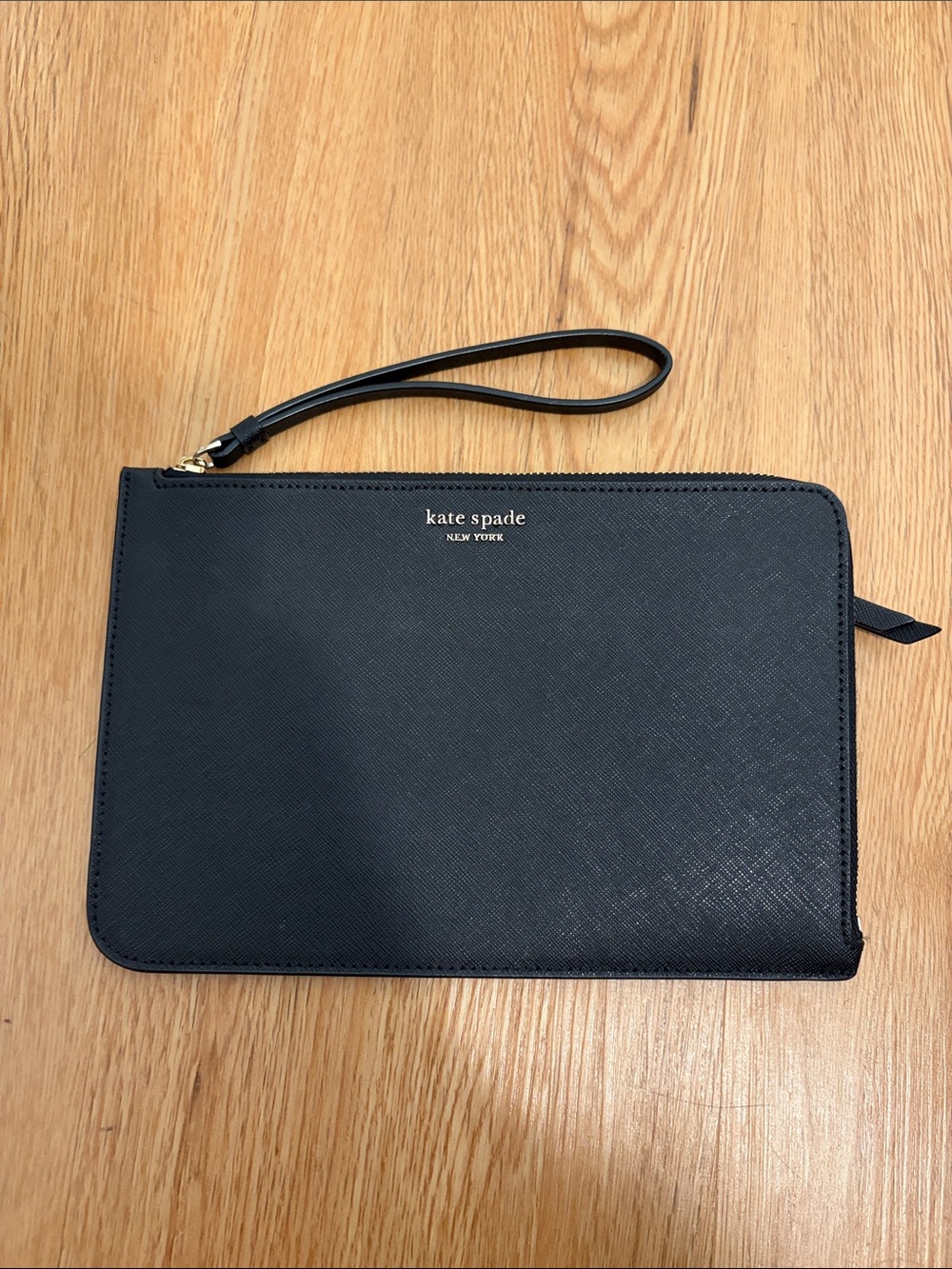 kate spade black zip-around wristlet clutch